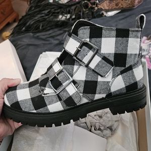 Black and White Checkered Boots